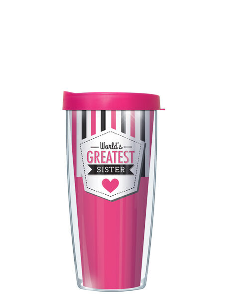 22oz Tumbler - World's Greatest Sister 2 w/ Pink Lid 08-WOG2SIS