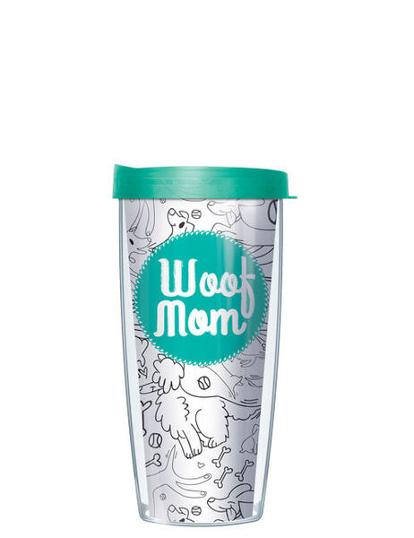 18oz Handle Mug - Woof Mom w/ Black Lid 06-WOOF1