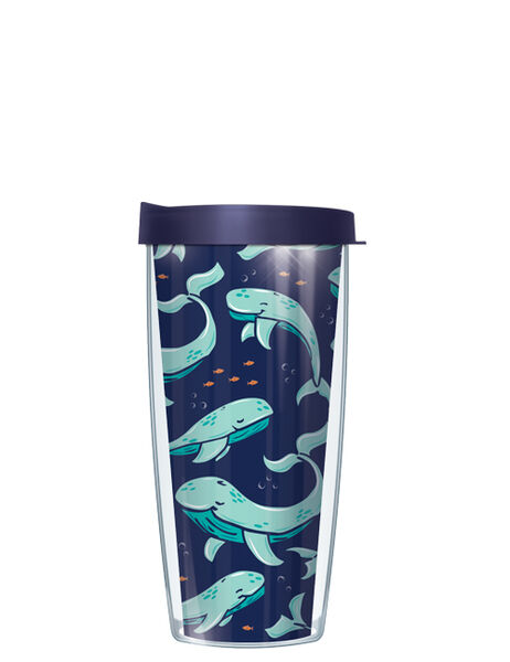 16oz Tumbler - Whale of a Time w/ Navy Lid 02-WOT